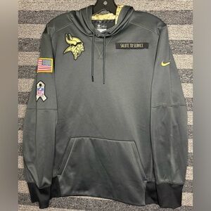 Nike Therma-Fit Minnesota Vikings Salute to Service Olive Green Hoodie Small EUC